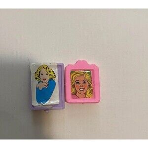 Lot Of 2 VTG 1980s Barbie Picture Photo Frames Pink Purple Plastic Mattel